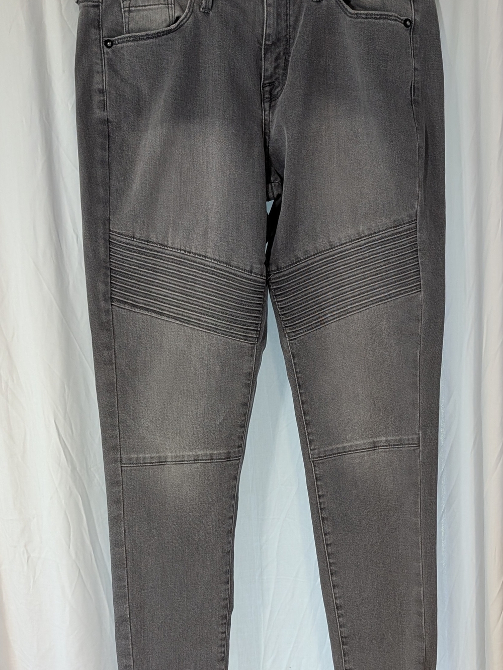 Mossimo Denim Grey Mid-rise Skinny Moto Jean w/Ribbed Detailing Size 10R